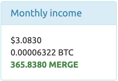 Masternodes Online Merge Monthly Income